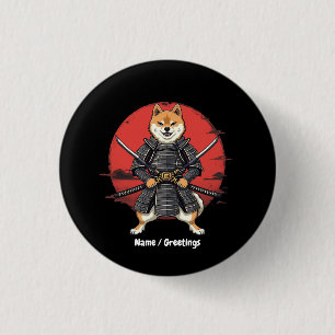 Japanse kunst Shiba Inu Samurai Graphic Design Ronde Button 3,2 Cm