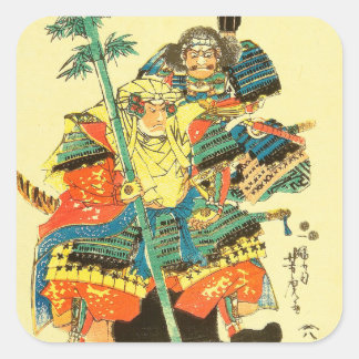 Japanse kunst - twee Samurais in volledige strijd Vierkante Sticker