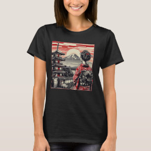 Japanse kunst zonsondergang Mount Fuji Floral Gei T-shirt