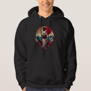 Japanse kunst zonsondergang Mountain Floral Geish Hoodie