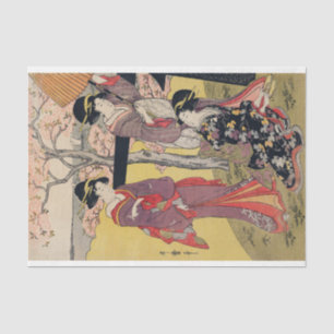 JAPANSE LADIES MET CHERRY BLOSSOM-weefsel Tissuepapier