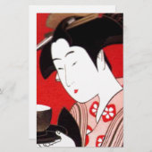 Japanse Lady Tea Serving Ceremony Art Print Briefpapier (Voorkant / Achterkant)