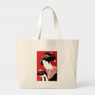 Japanse Lady Tea Serving Ceremony Art Print Grote Tote Bag
