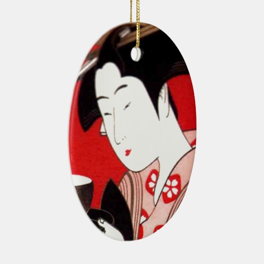 Japanse Lady Tea Serving Ceremony Art Print Keramisch Ornament (Rechts)