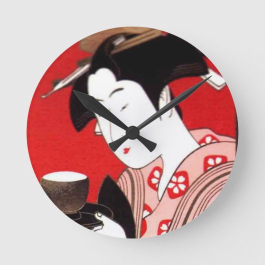 Japanse Lady Tea Serving Ceremony Art Print Ronde Klok (Voorkant)