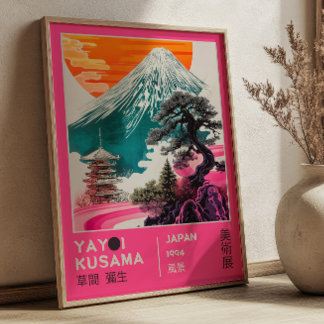Japanse Landschap Roze Yayoi Kusama Tentoonstellin Poster