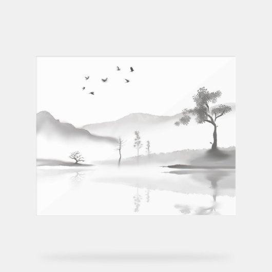 Japanse landschapsachtergrond acryl bord (Voorkant)