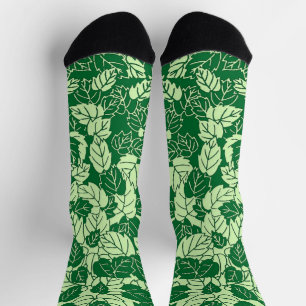 Japanse Leaf Print, Emerald and Lime Green Sokken