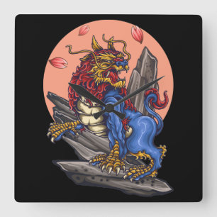 Japanse leeuw vierkante klok