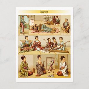 Japanse levensstijl op traditionele mat vloeren briefkaart