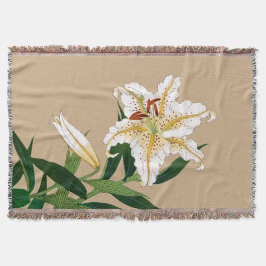  Japanse Liliy. Wit, groen en beige Deken (Voorkant)