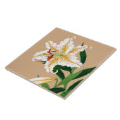  Japanse Liliy. Wit, groen en beige Tegeltje (Zijkant)