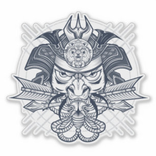 Japanse Lion Samurai Emblem Sticker