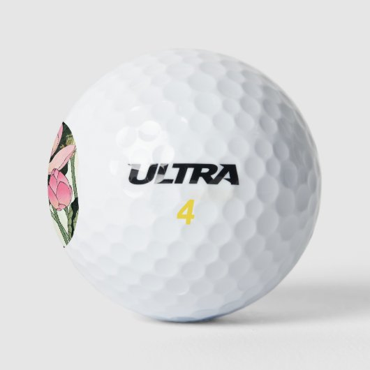 Japanse Lotus Flower - fijngemaakte Golfbal Golfballen (Logo)