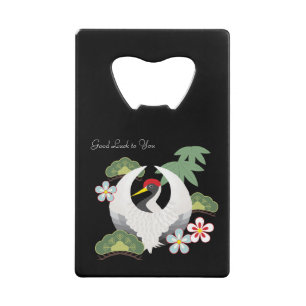 Japanse Lucky Symbols White Crane Celebration Kredietkaart Flessenopener