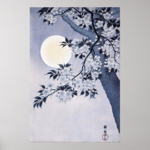 Japanse Maan Kersenbloesem Kunst Vintage Sakura Poster