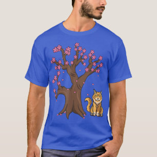Japanse Maine Coon Cat mamma Cherry Blossom T-Shir T-shirt