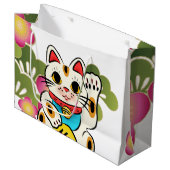 Japanse maneki Neko Sakura Gift Bag Large Cadeauzakje (Voorkant Gekanteld)