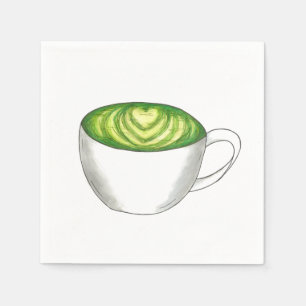 Japanse Matcha Green Tea Latte Teacup Foodie Servetten