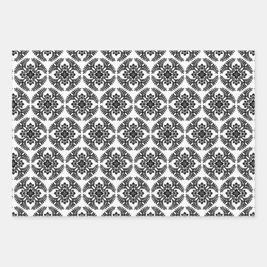 Japanse medaillon patroon, Aqua. Rood, zwart/wit Inpakpapier Vel (Voorkant 3)