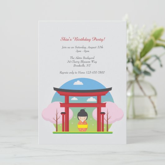 japanse meisjesuitnodiging kaart (Staand voorkant)