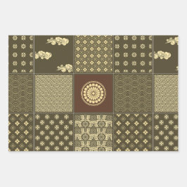 Japanse mix patchwork noir inpakpapier vel