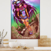 Japanse Mode Anime Girl Poster (Keuken)