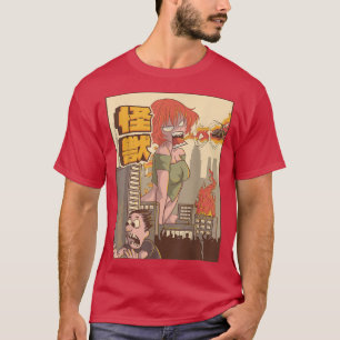 Japanse monster van Kaiju Anime Girl T-shirt