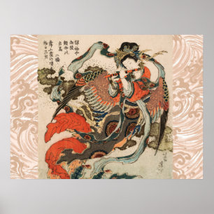 JAPANSE MYTHISCHE VOGEL MET MENSELIJK HOOFD Karyōb Poster
