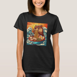 Japanse Noedels Golfslag Zonsondergang Kunst Wilde T-shirt