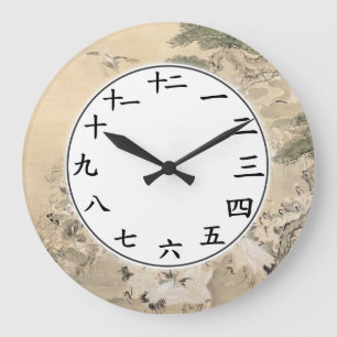 Japanse Numeriek Kanji Number Clock Crane Birds Grote Klok