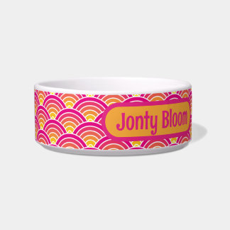 Japanse Ocean Wave Hot Pink Yellow Pattern Pet Voerbakje