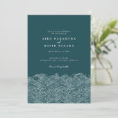 Japanse Ocean Waves Beach Wedding Kaart (Staand voorkant)