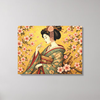Japanse Oiran Kersenbloesem Canvasprint Canvas Afdruk