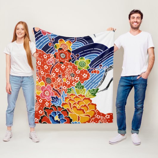 Japanse Okinawan-kleurstof (Bingata) Fleece Deken (In situ)