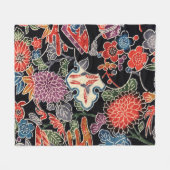 Japanse Okinawan-kleurstof (Bingata) Fleece Deken (Voorkant (Horizontaal))