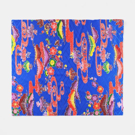 Japanse Okinawan-kleurstof (Bingata) Fleece Deken (Voorkant (Horizontaal))