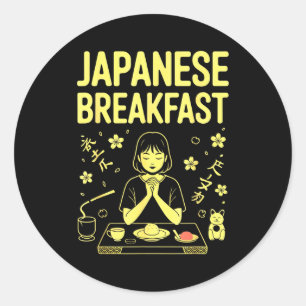 Japanse Ontbijt Zen Ochtend Miso Rijst Thee Grafie Ronde Sticker
