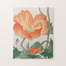 japanse Oranje papaverbloem, ohara koson