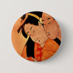 Japanse paarse knop / badge ronde button 5,7 cm