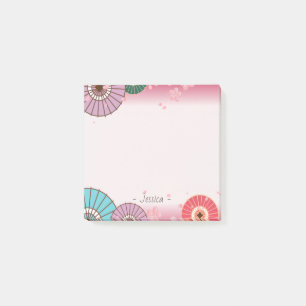 Japanse paraplu's en Cherry Blossom op persoonlijk Post-it® Notes