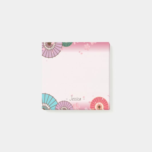 Japanse paraplu's en Cherry Blossom op persoonlijk Post-it® Notes (Voorkant)