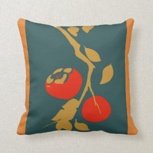 Japanse Persimmon op Blauwgroen Kussen