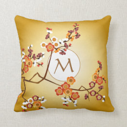 Japanse plum Blossom Moon Gold Oranje Red Branch Kussen