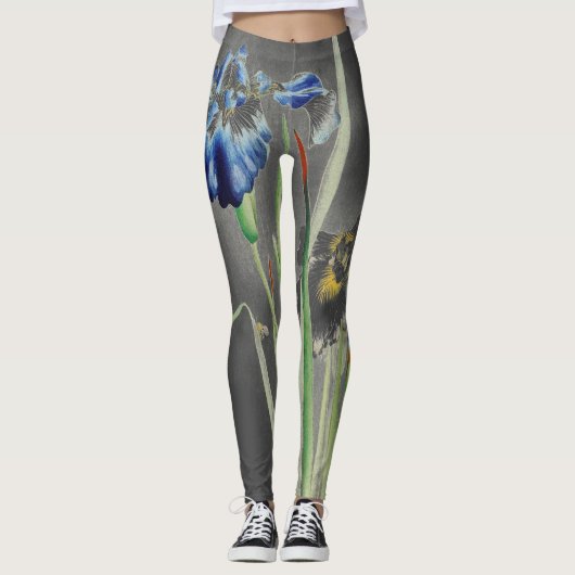 JAPANSE PRINT IRIS OP GRIJZE LEGGINGS (Voorkant)