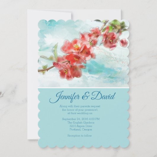 Japanse Quince Custom Wedding Uitnodiging (Voorkant)