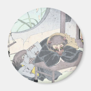 Japanse Raccon Hond Tanuki ukiyo-E door Yoshitoshi Magneet