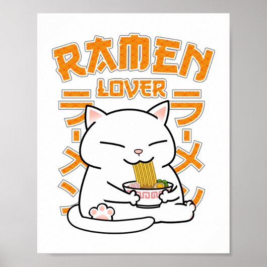 Japanse Ramen Cat Ramen Lover Poster (Voorkant)