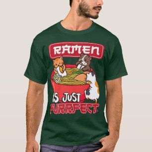 Japanse ramen Noodles Anime Funny Japan Cat T-shirt