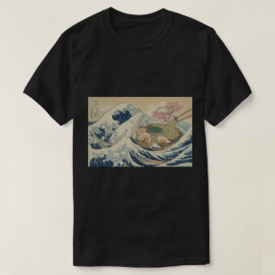 Japanse Ramen Wave met Whale Aesthetic T-shirt
